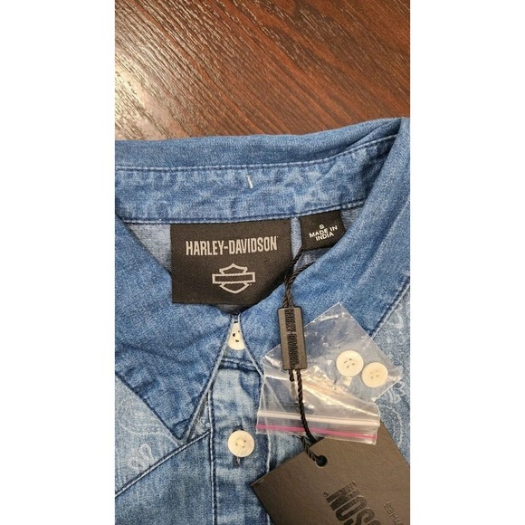 Harley-Davidson Women's Shirt Denim Sleeveless Liberty Bell Small NWT $126Retail - Picture 5 of 11